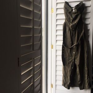 Green strapless snap up dress (never worn)